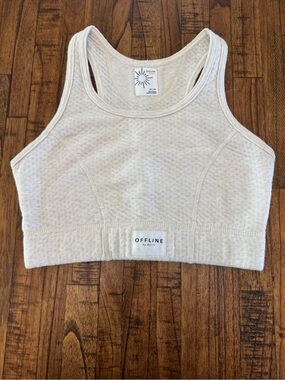 OffLine by aerie Light Cream Waffled Sports Bra Size XS